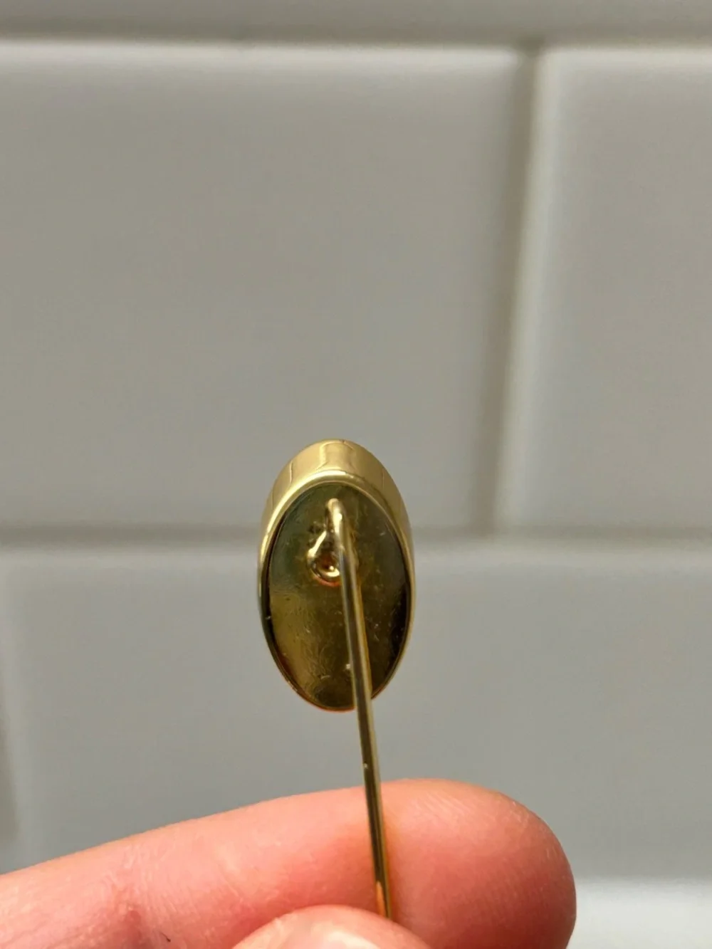 Gold Monogram Stick Pin - Oval Engraved 'D'
